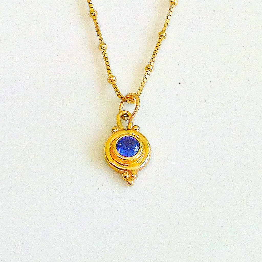 Silver and Blue Sapphire Edith Crystal Pendant Necklace | Sterling King | Jewelry